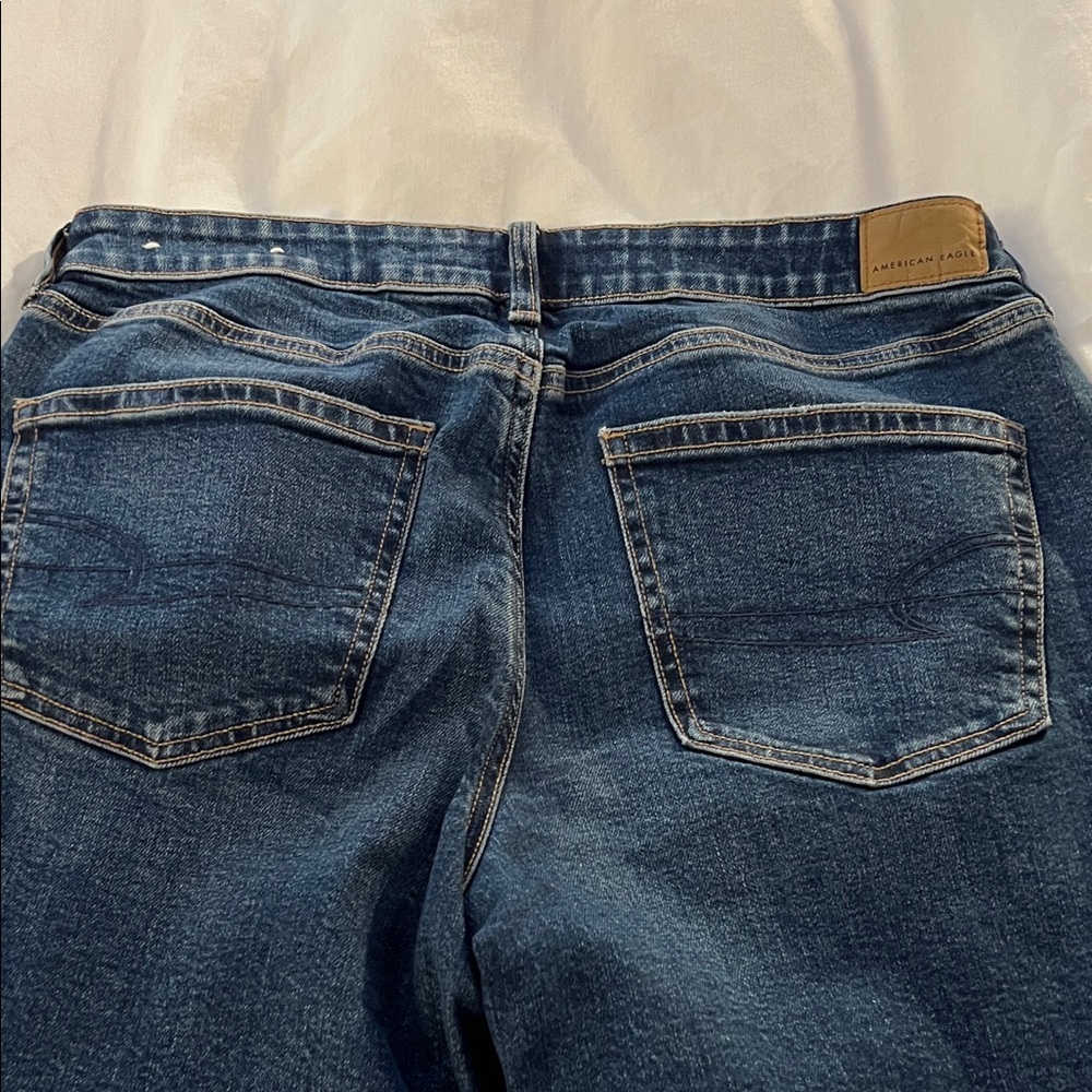 American Eagle Outfitters Women's Dark Blue Low Rise Wide Leg Jeans Size 10S - Picture 6 of 11